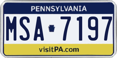 PA license plate MSA7197