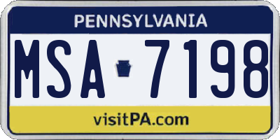 PA license plate MSA7198