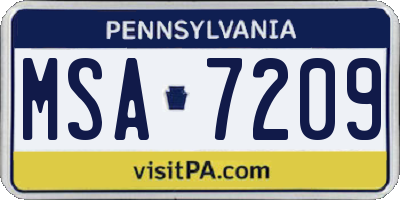 PA license plate MSA7209