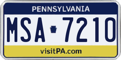 PA license plate MSA7210