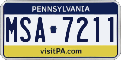 PA license plate MSA7211