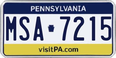PA license plate MSA7215