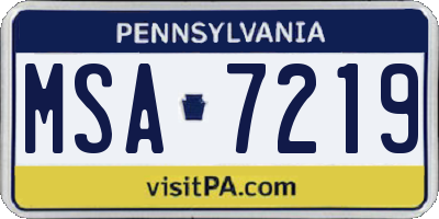 PA license plate MSA7219