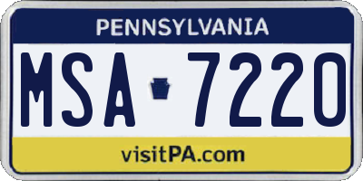 PA license plate MSA7220