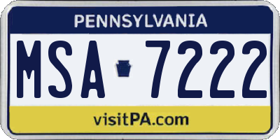 PA license plate MSA7222