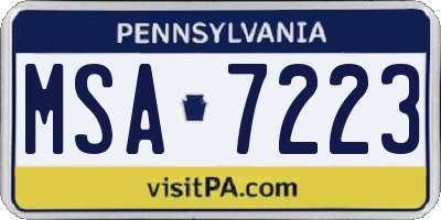 PA license plate MSA7223