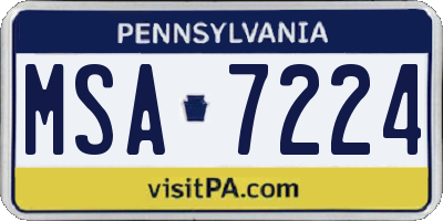 PA license plate MSA7224