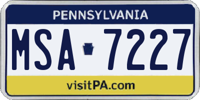 PA license plate MSA7227
