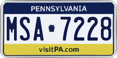 PA license plate MSA7228