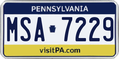 PA license plate MSA7229