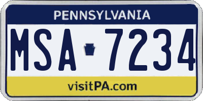 PA license plate MSA7234