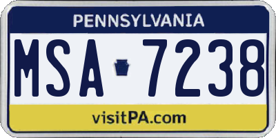 PA license plate MSA7238