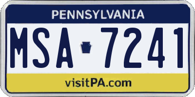 PA license plate MSA7241