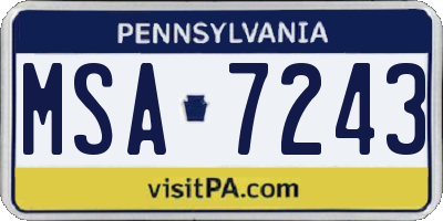 PA license plate MSA7243