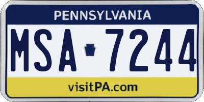 PA license plate MSA7244