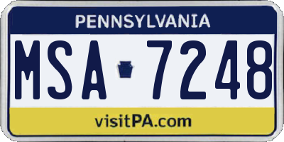 PA license plate MSA7248