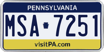 PA license plate MSA7251