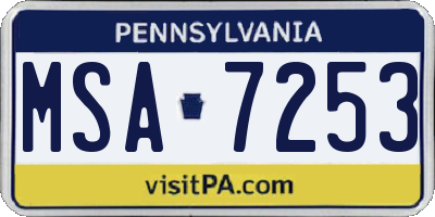 PA license plate MSA7253