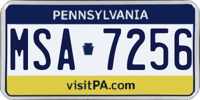 PA license plate MSA7256