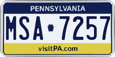 PA license plate MSA7257