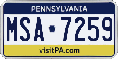 PA license plate MSA7259