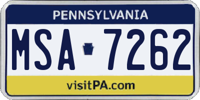 PA license plate MSA7262