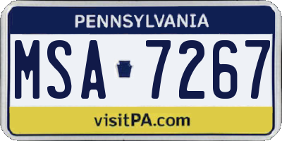 PA license plate MSA7267