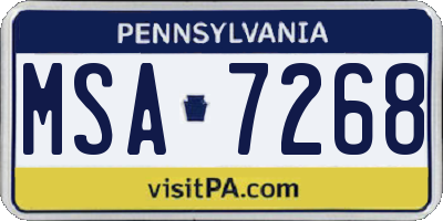 PA license plate MSA7268