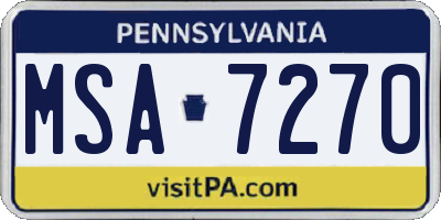 PA license plate MSA7270