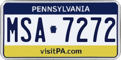 PA license plate MSA7272
