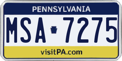 PA license plate MSA7275