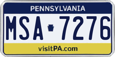 PA license plate MSA7276