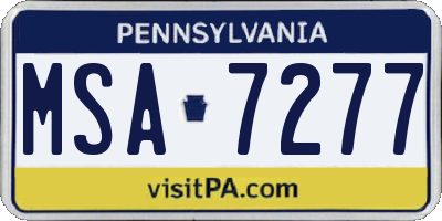 PA license plate MSA7277
