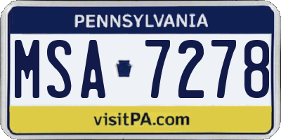 PA license plate MSA7278