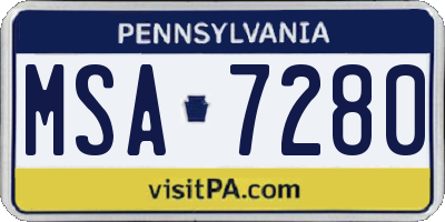 PA license plate MSA7280