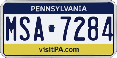PA license plate MSA7284