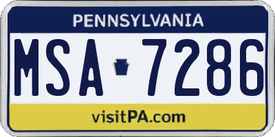 PA license plate MSA7286