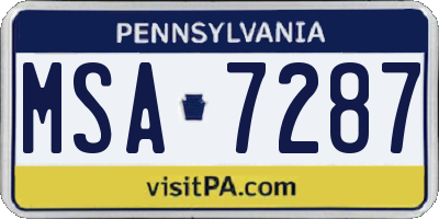 PA license plate MSA7287