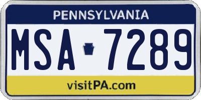PA license plate MSA7289