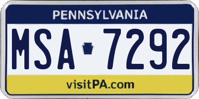 PA license plate MSA7292