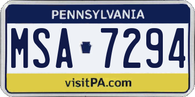 PA license plate MSA7294