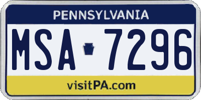 PA license plate MSA7296