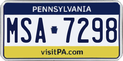 PA license plate MSA7298