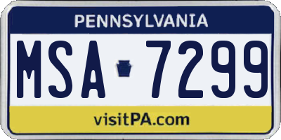 PA license plate MSA7299