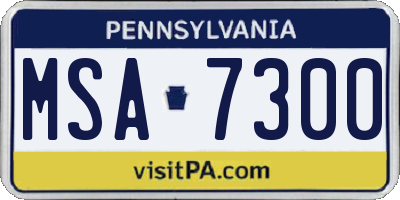 PA license plate MSA7300