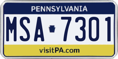 PA license plate MSA7301