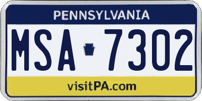 PA license plate MSA7302