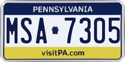 PA license plate MSA7305