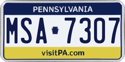 PA license plate MSA7307