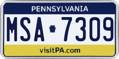 PA license plate MSA7309